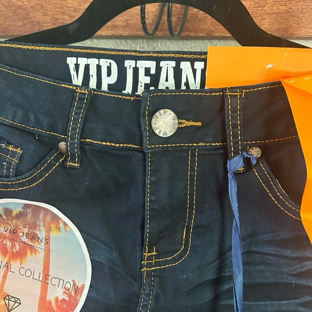 NEW VIP Jeans Women's Stretch Dark Wash High -Size 1/2